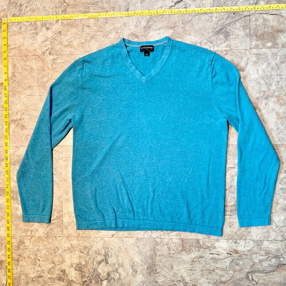 Banana Republic Light Blue V Neck Cotton Sweater - Size Large L